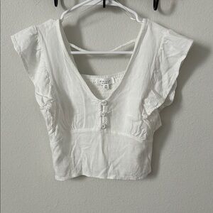 White Button-Front Top